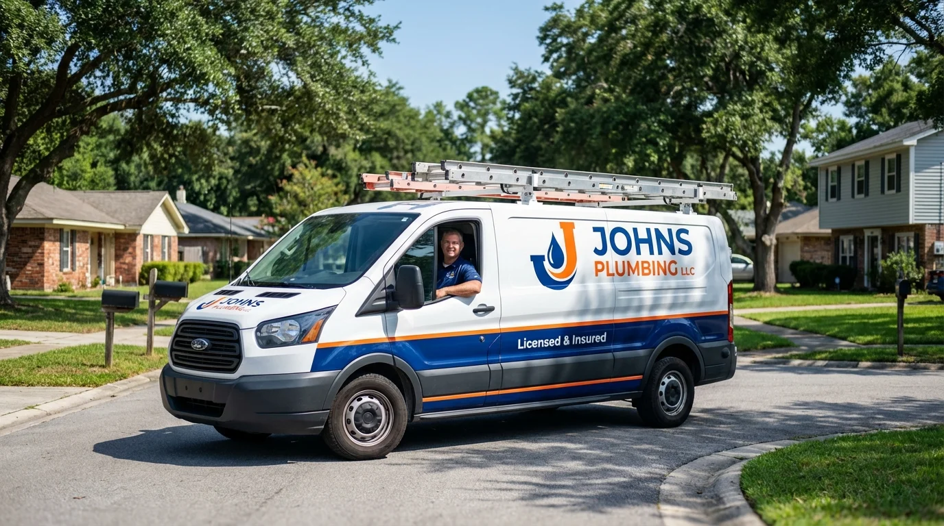 Johns Plumbing LLC service van in Ormond Beach, FL