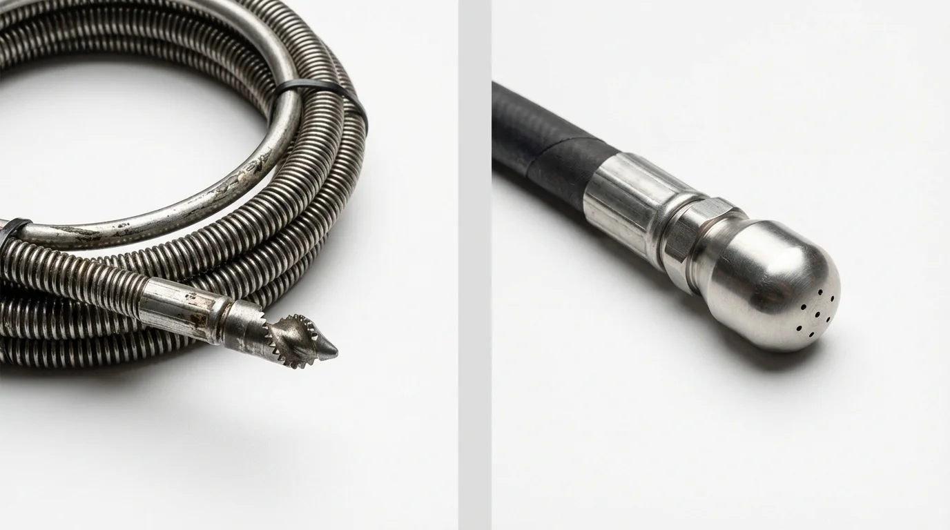 Drain snake cable and hydro jetting nozzle used for drain cleaning in Ormond Beach, FL