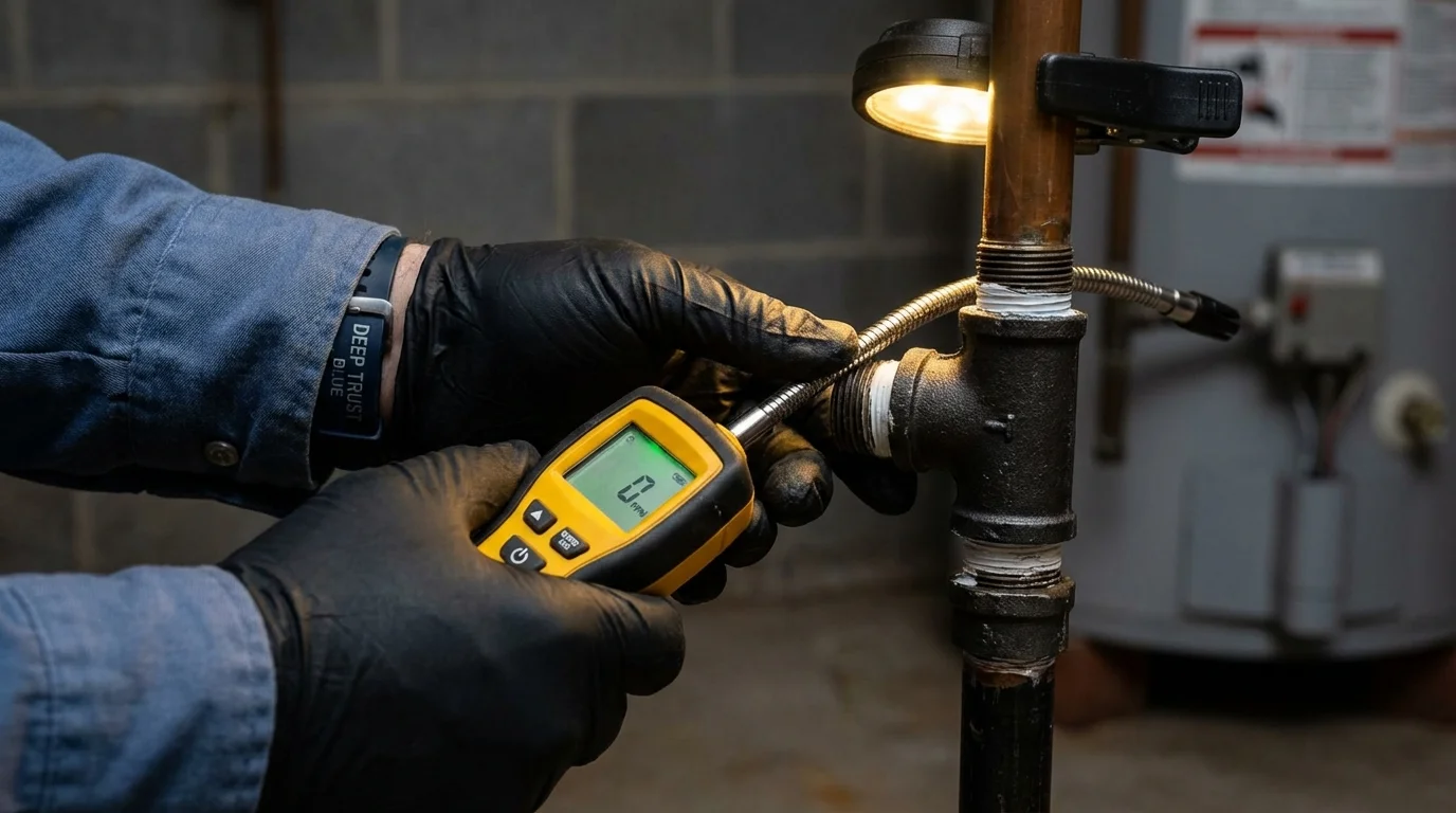 Gas leak detection with electronic sniffer by Johns Plumbing LLC in Ormond Beach