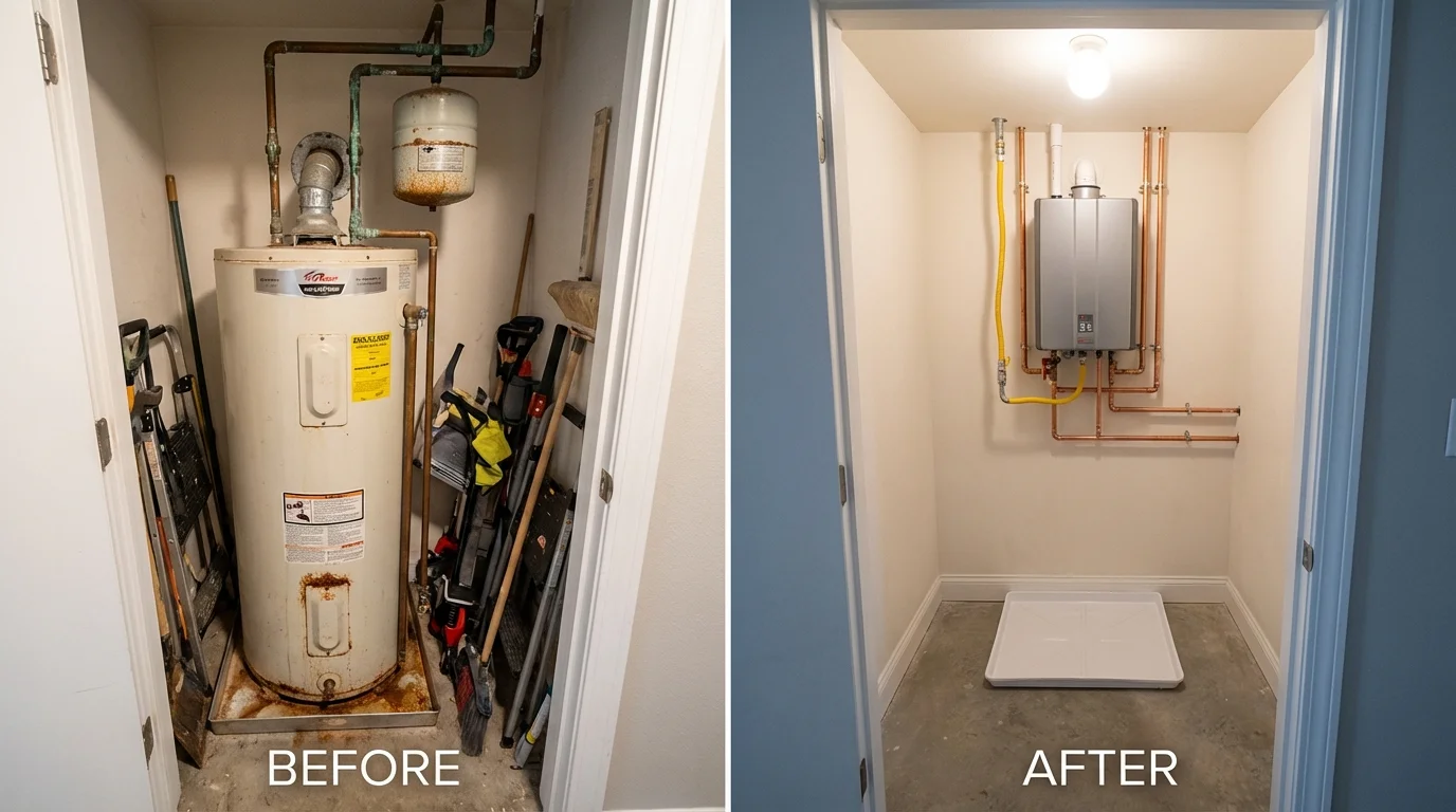Tank water heater versus wall-mounted tankless unit comparison for Ormond Beach, FL homeowners